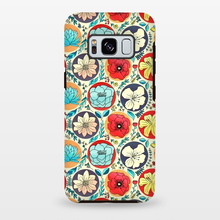 Galaxy S8 plus StrongFit Polka Dot Floral On Cream by Tigatiga