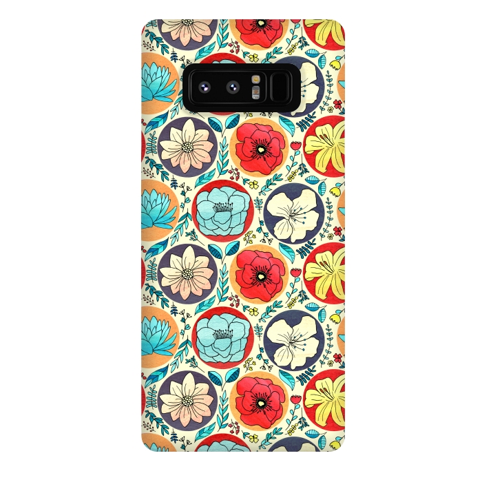 Galaxy Note 8 StrongFit Polka Dot Floral On Cream by Tigatiga