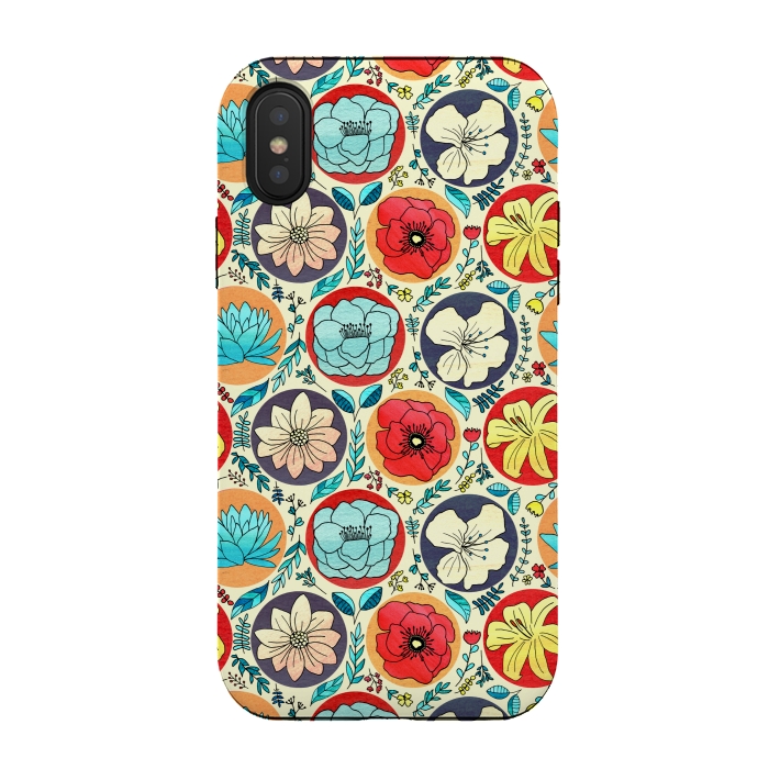 iPhone Xs / X StrongFit Polka Dot Floral On Cream by Tigatiga