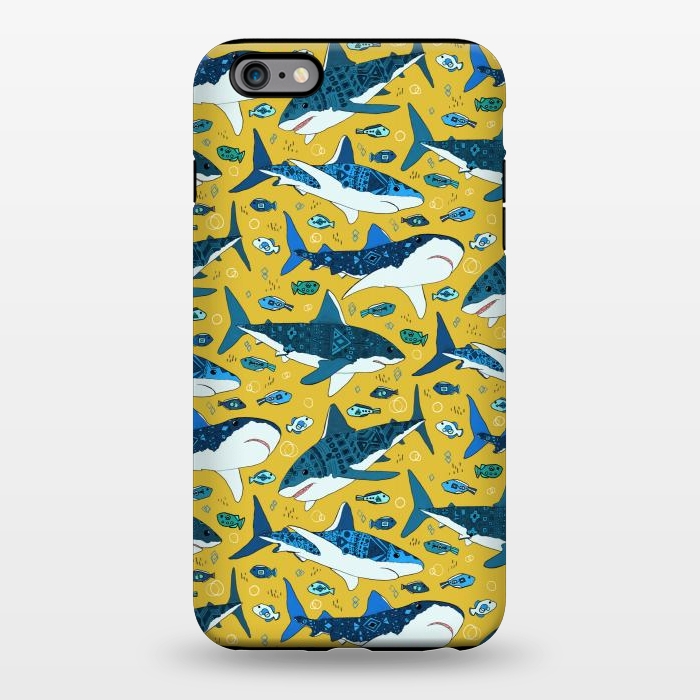 iPhone 6/6s plus StrongFit Tribal Sharks & Fish On Mustard by Tigatiga