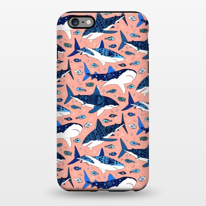 iPhone 6/6s plus StrongFit Tribal Sharks & Fish On Pink by Tigatiga