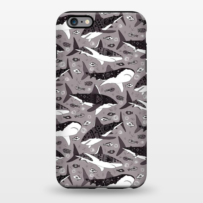 iPhone 6/6s plus StrongFit Tribal Sharks & Fish On Grey  by Tigatiga