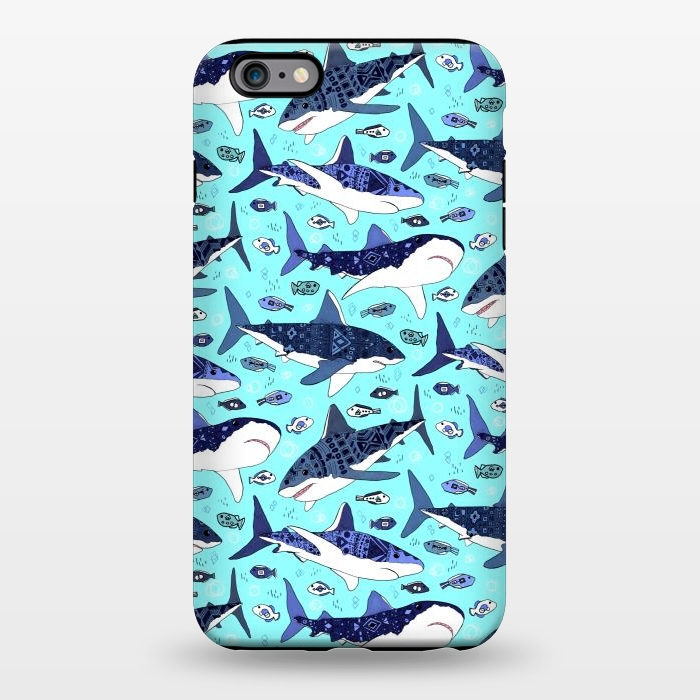 iPhone 6/6s plus StrongFit Tribal Sharks & Fish On Aqua by Tigatiga