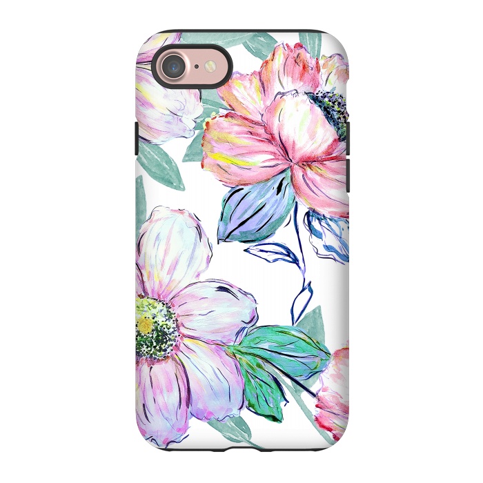iPhone 7 StrongFit Romantic watercolor flowers hand paint design by InovArts