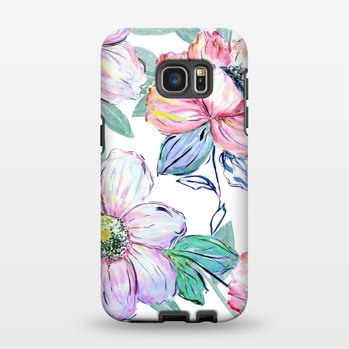 Galaxy S7 EDGE StrongFit Romantic watercolor flowers hand paint design by InovArts