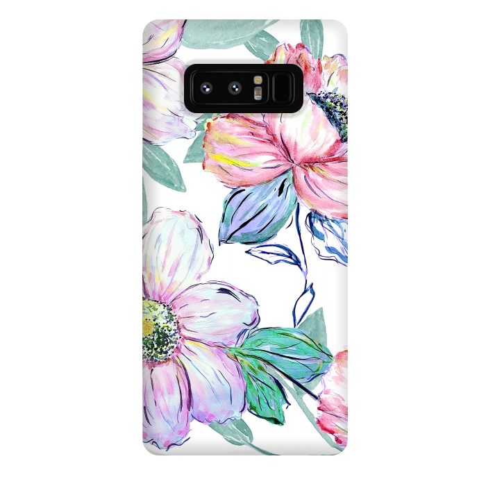 Galaxy Note 8 StrongFit Romantic watercolor flowers hand paint design by InovArts