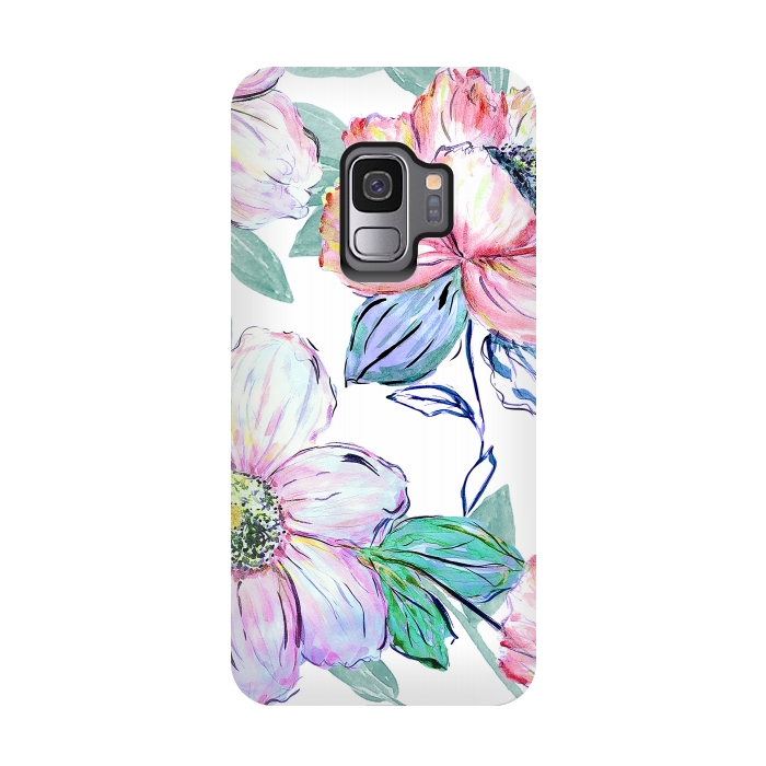 Galaxy S9 StrongFit Romantic watercolor flowers hand paint design by InovArts