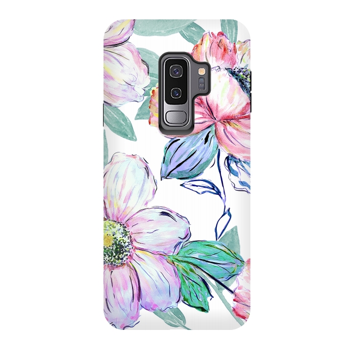 Galaxy S9 plus StrongFit Romantic watercolor flowers hand paint design by InovArts