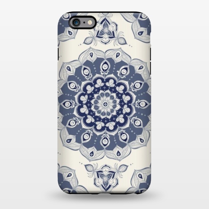 iPhone 6/6s plus StrongFit Grey Blue Monochrome Floral Mandala by Micklyn Le Feuvre