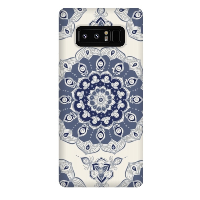 Galaxy Note 8 StrongFit Grey Blue Monochrome Floral Mandala by Micklyn Le Feuvre