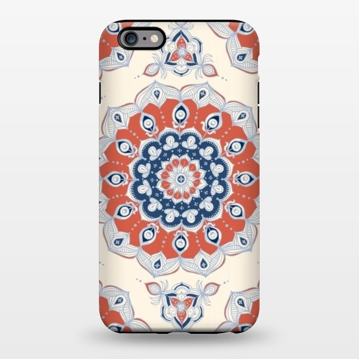 iPhone 6/6s plus StrongFit Red, Blue and Cream Floral Mandala by Micklyn Le Feuvre