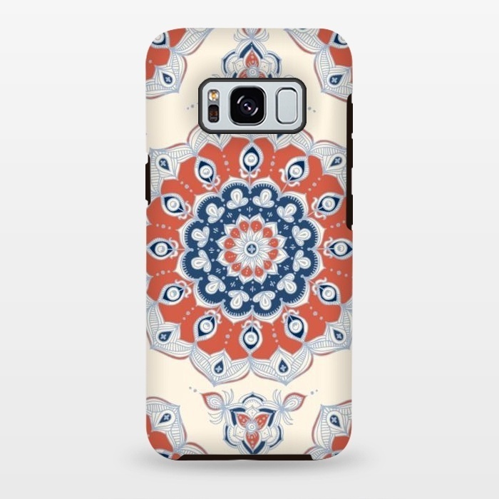 Galaxy S8 plus StrongFit Red, Blue and Cream Floral Mandala by Micklyn Le Feuvre