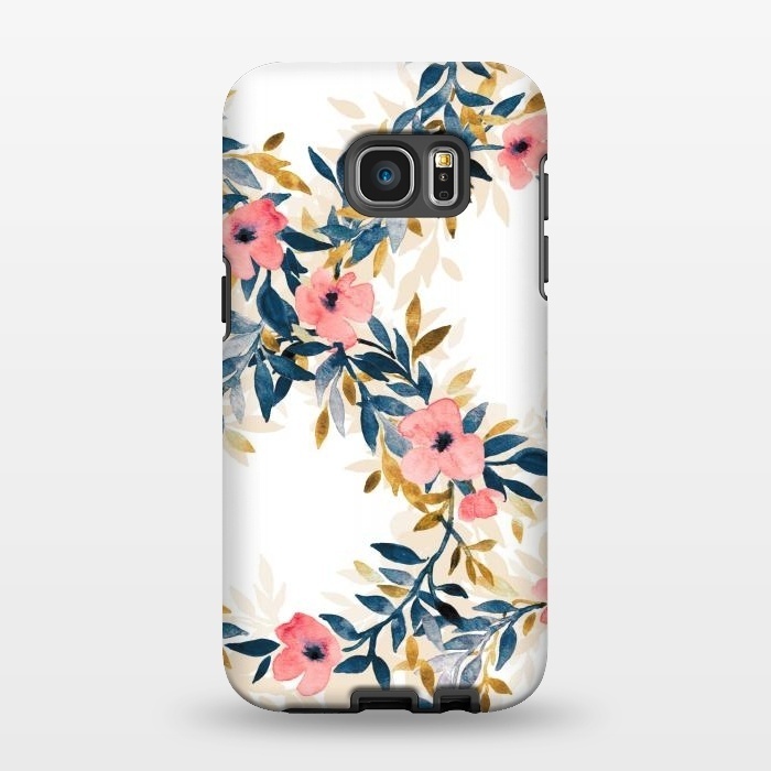 Galaxy S7 EDGE StrongFit Spring Blossom Watercolor Wreath by Micklyn Le Feuvre