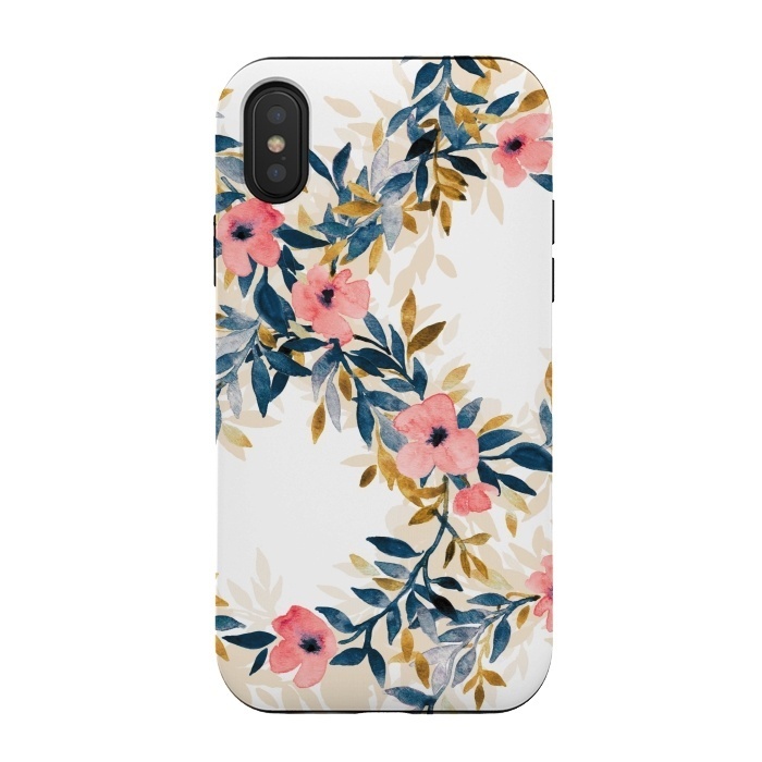 iPhone Xs / X StrongFit Spring Blossom Watercolor Wreath by Micklyn Le Feuvre