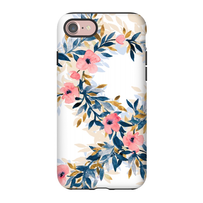iPhone 7 StrongFit Fresh Pink Watercolor Floral Wreaths by Micklyn Le Feuvre