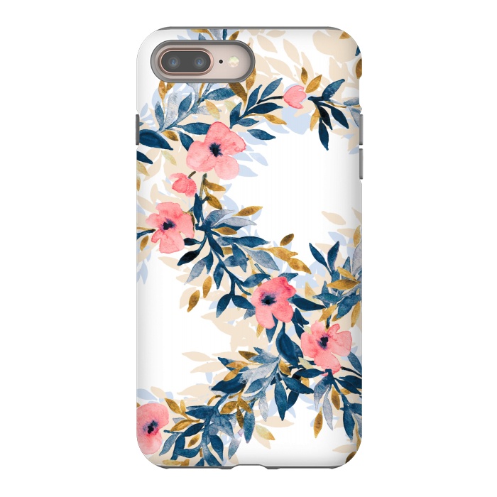 iPhone 7 plus StrongFit Fresh Pink Watercolor Floral Wreaths by Micklyn Le Feuvre