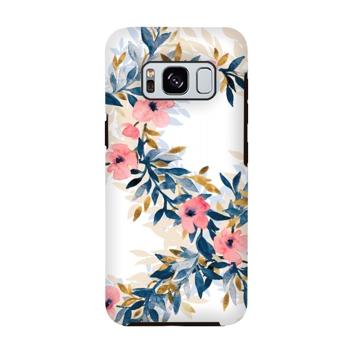 Galaxy S8 StrongFit Fresh Pink Watercolor Floral Wreaths by Micklyn Le Feuvre