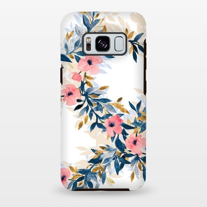 Galaxy S8 plus StrongFit Fresh Pink Watercolor Floral Wreaths by Micklyn Le Feuvre