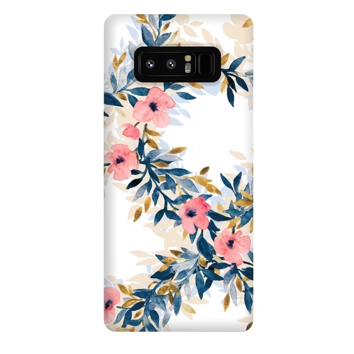 Galaxy Note 8 StrongFit Fresh Pink Watercolor Floral Wreaths by Micklyn Le Feuvre