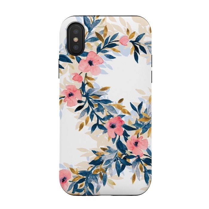 iPhone Xs / X StrongFit Fresh Pink Watercolor Floral Wreaths by Micklyn Le Feuvre