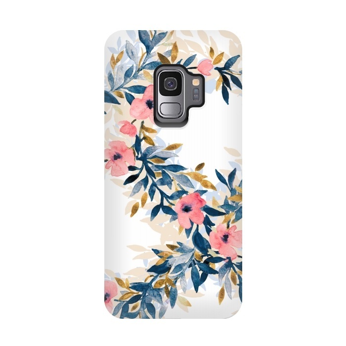 Galaxy S9 StrongFit Fresh Pink Watercolor Floral Wreaths by Micklyn Le Feuvre