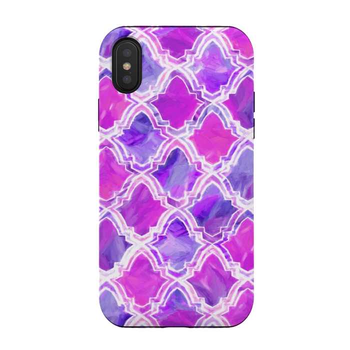 iPhone Xs / X StrongFit Marrakesh Inspired Moroccan In Magenta & Purple by Tigatiga