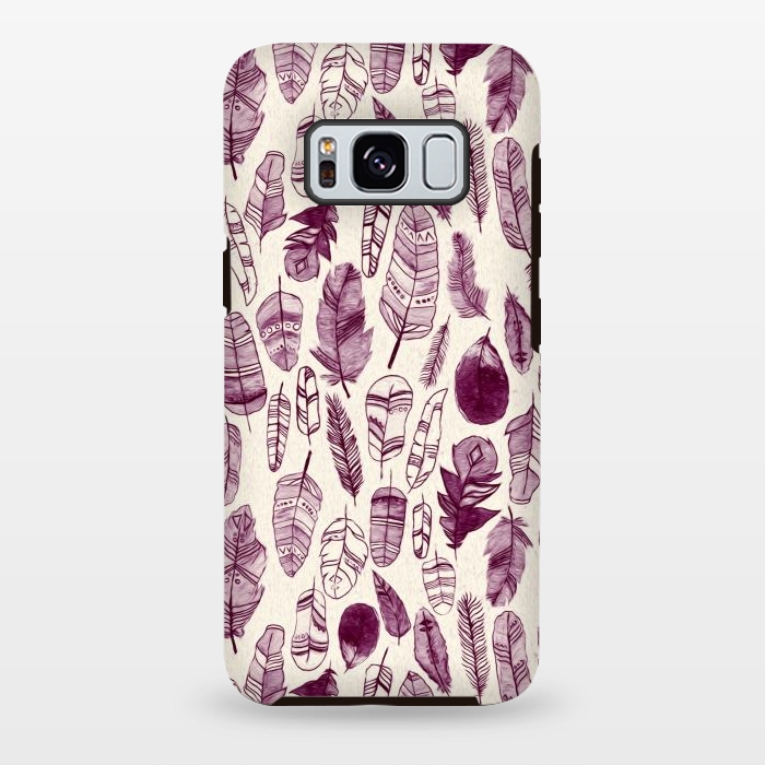 Galaxy S8 plus StrongFit Maroon Feathers  by Tigatiga