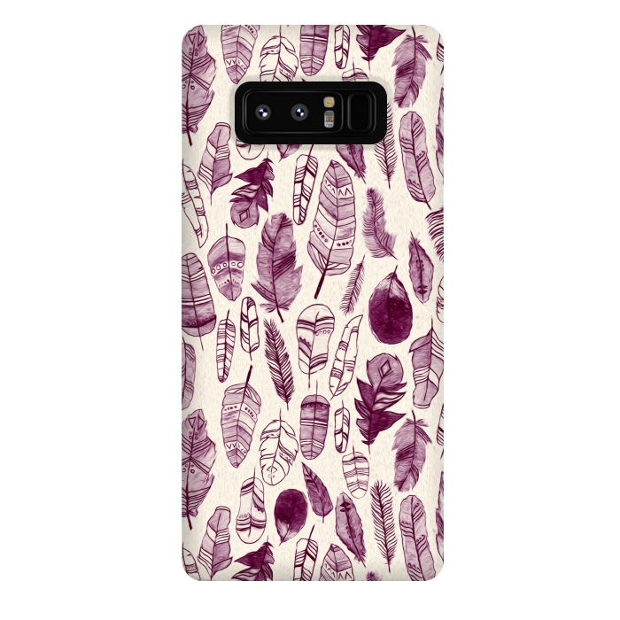 Galaxy Note 8 StrongFit Maroon Feathers  by Tigatiga