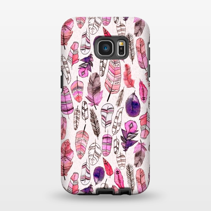 Galaxy S7 EDGE StrongFit Pink Feathers  by Tigatiga