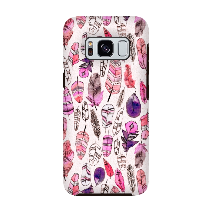Galaxy S8 StrongFit Pink Feathers  by Tigatiga