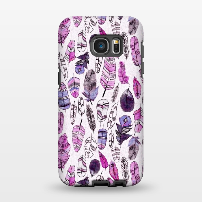 Galaxy S7 EDGE StrongFit Purple Feathers  by Tigatiga