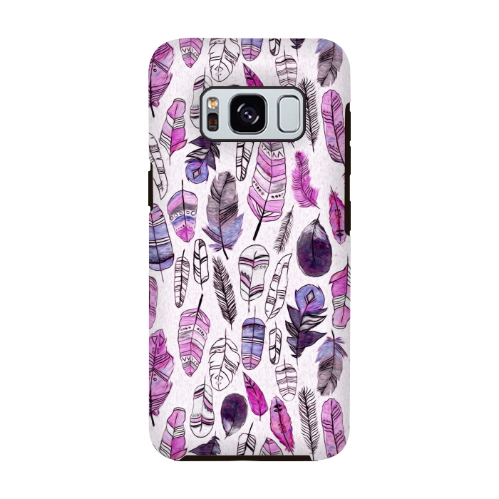 Galaxy S8 StrongFit Purple Feathers  by Tigatiga
