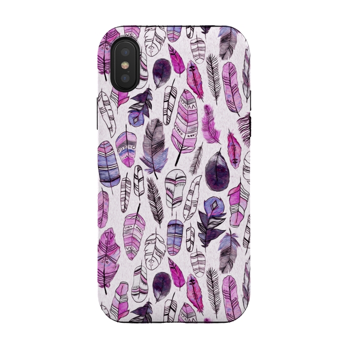 iPhone Xs / X StrongFit Purple Feathers  by Tigatiga