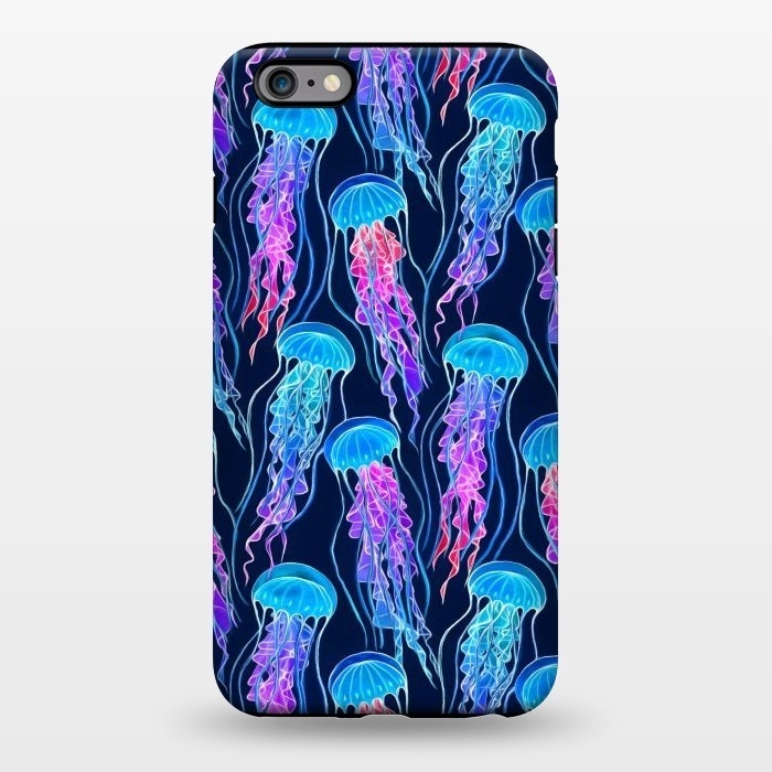 iPhone 6/6s plus StrongFit Luminescent Rainbow Jellyfish on Navy Blue by Micklyn Le Feuvre