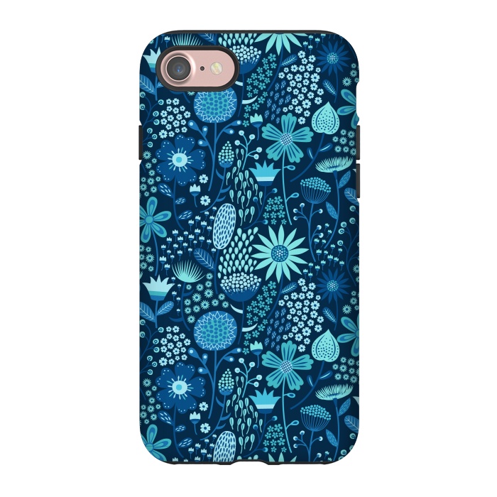 iPhone 7 StrongFit Celebration Floral Blue by Portia Monberg