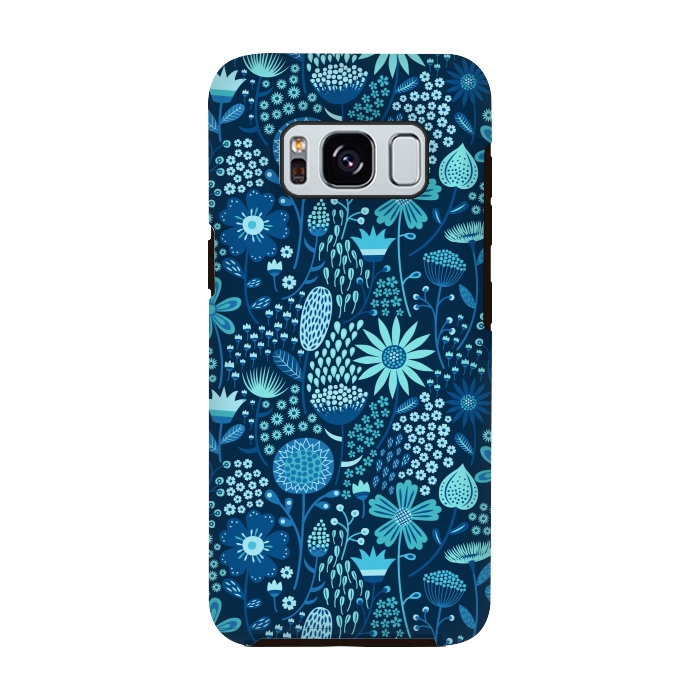 Galaxy S8 StrongFit Celebration Floral Blue by Portia Monberg