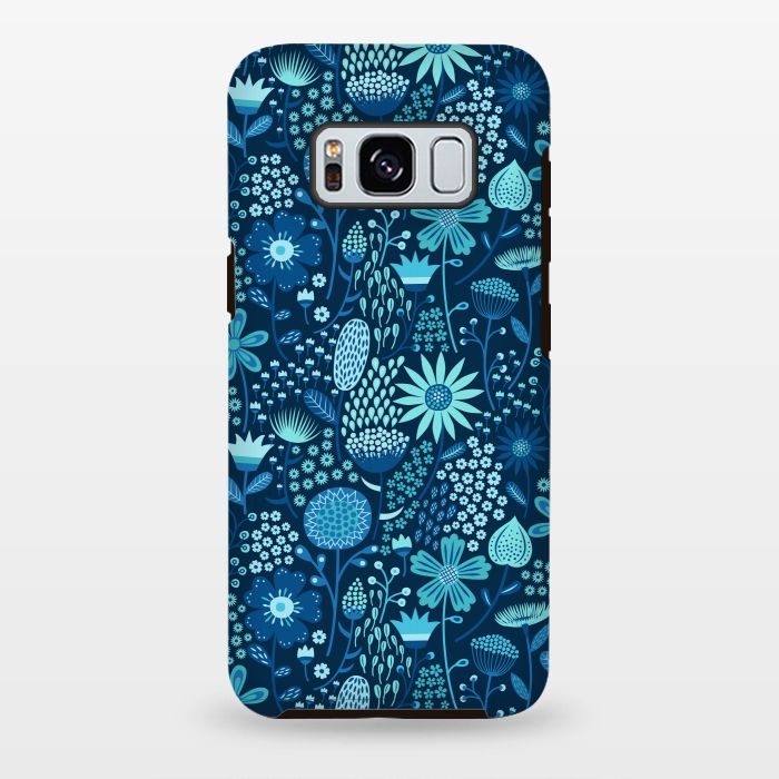Galaxy S8 plus StrongFit Celebration Floral Blue by Portia Monberg
