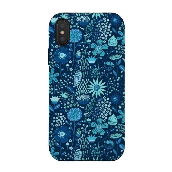 iPhone Xs / X StrongFit Celebration Floral Blue by Portia Monberg