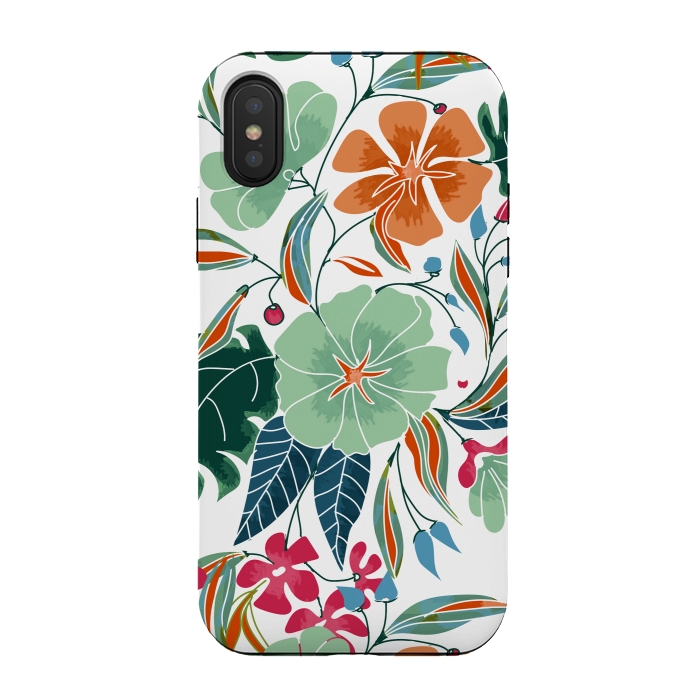 iPhone Xs / X StrongFit Minty + Rust Floral by Uma Prabhakar Gokhale
