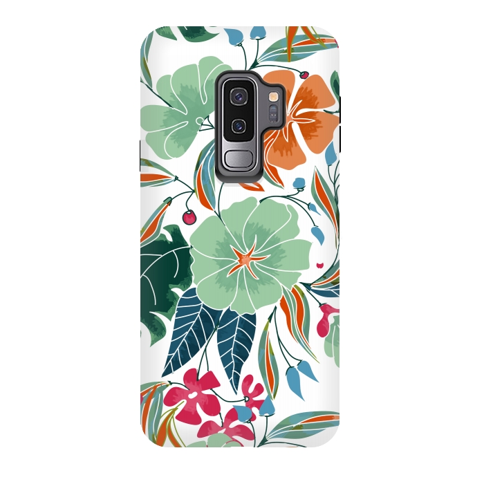 Galaxy S9 plus StrongFit Minty + Rust Floral by Uma Prabhakar Gokhale