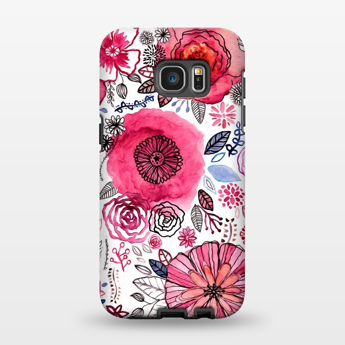 Galaxy S7 EDGE StrongFit Pink Floral Mix  by Tigatiga