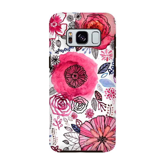Galaxy S8 StrongFit Pink Floral Mix  by Tigatiga