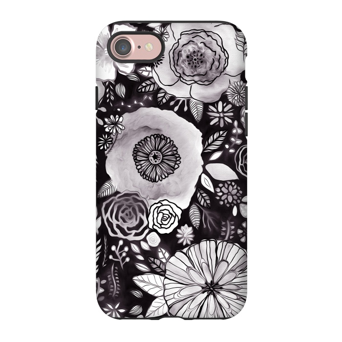 iPhone 7 StrongFit Black & White Floral Mix  by Tigatiga