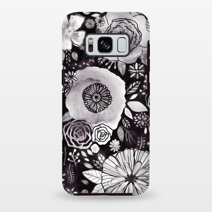 Galaxy S8 plus StrongFit Black & White Floral Mix  by Tigatiga