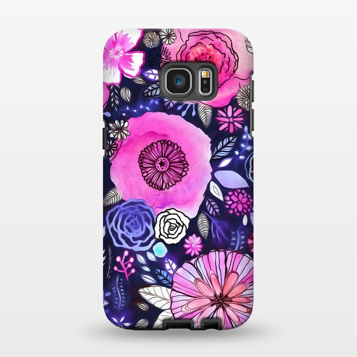 Galaxy S7 EDGE StrongFit Magenta Floral Mix  by Tigatiga
