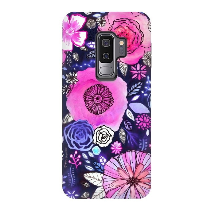 Galaxy S9 plus StrongFit Magenta Floral Mix  by Tigatiga