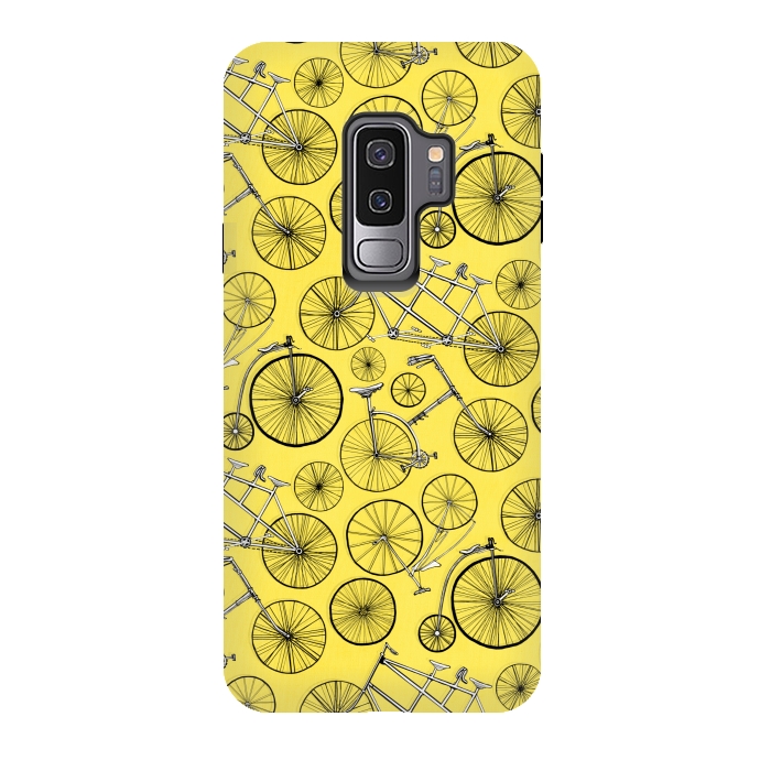 Galaxy S9 plus StrongFit Vintage Bicycles on Yellow  by Tigatiga
