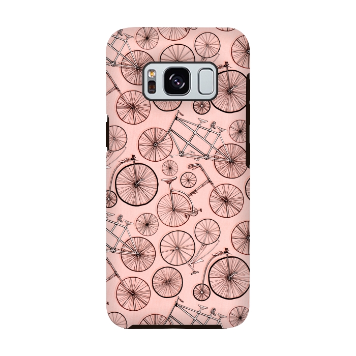 Galaxy S8 StrongFit Vintage Bicycles on Pink by Tigatiga