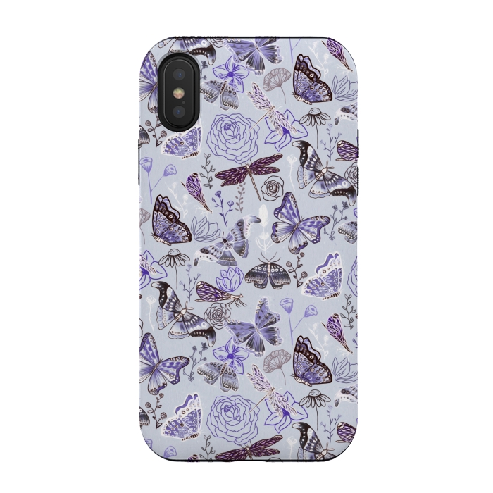 iPhone Xs / X StrongFit Pale Butterflies, Dragonflies and Moths  by Tigatiga