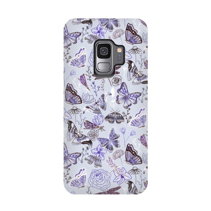 Galaxy S9 StrongFit Pale Butterflies, Dragonflies and Moths  by Tigatiga